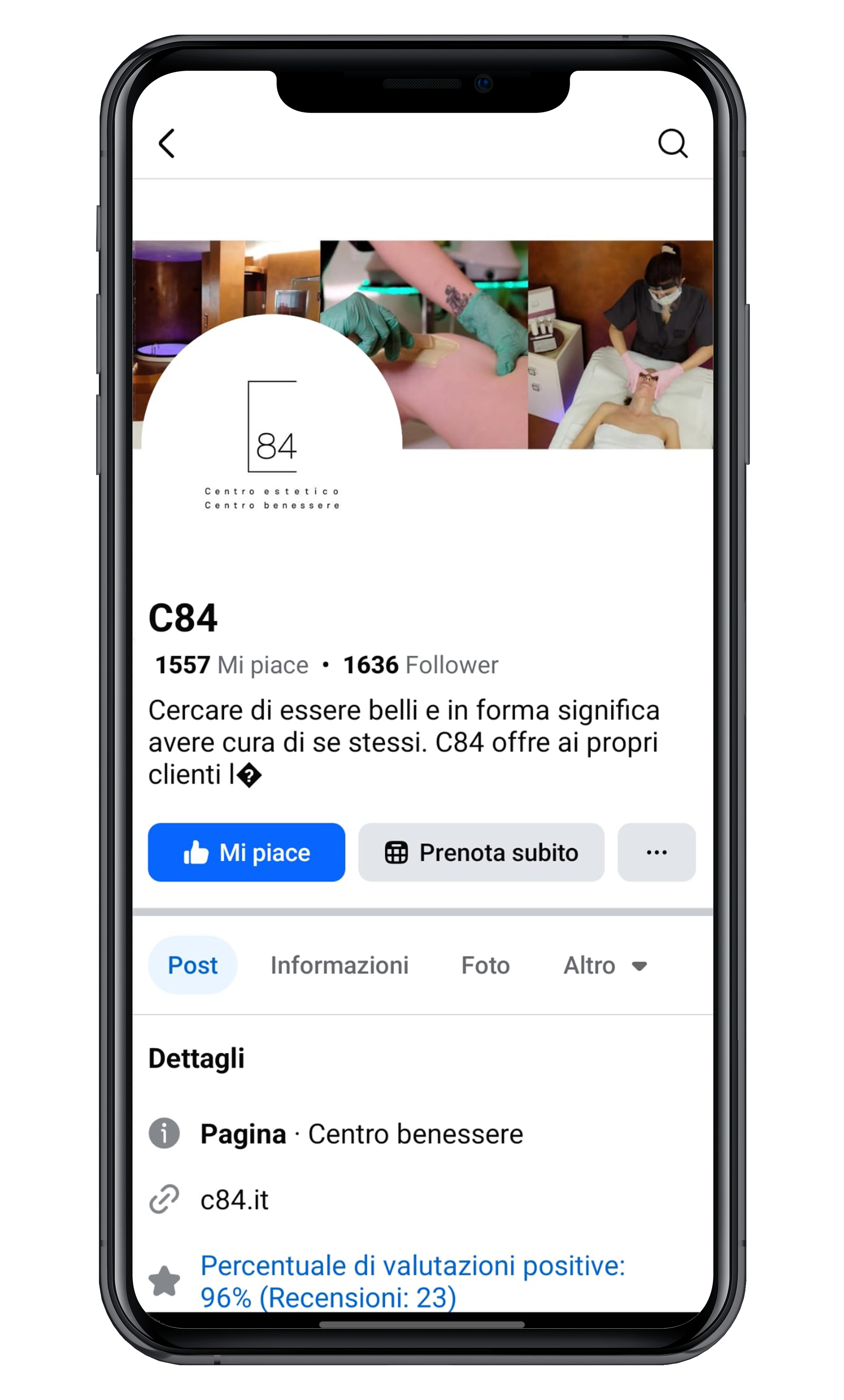 mockup della pagina instagram di c-84