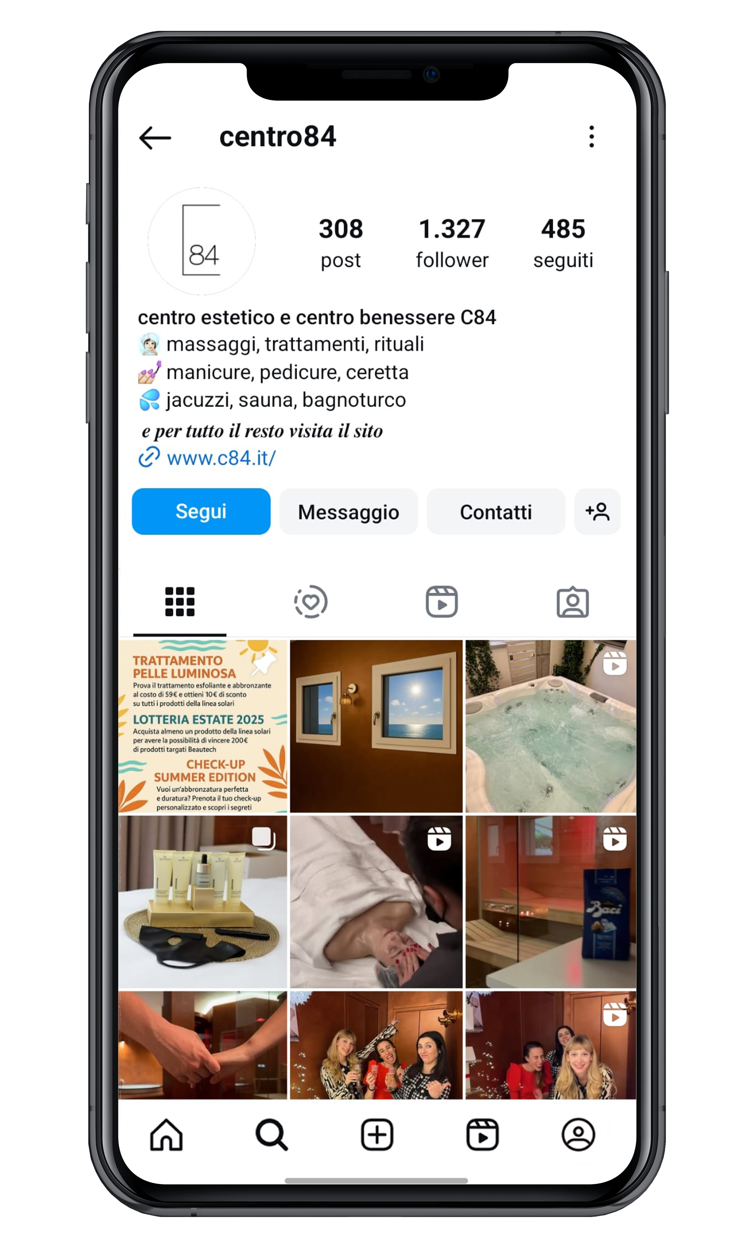 mockup della pagina instagram di c-84